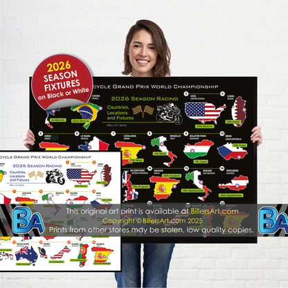 MotoGP 2026 Landscape Wall Calendar Countries Locations and  Fixtures