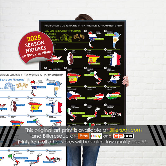 MotoGP 2025 Portrait Wall Calendar Countries Locations and  Fixtures