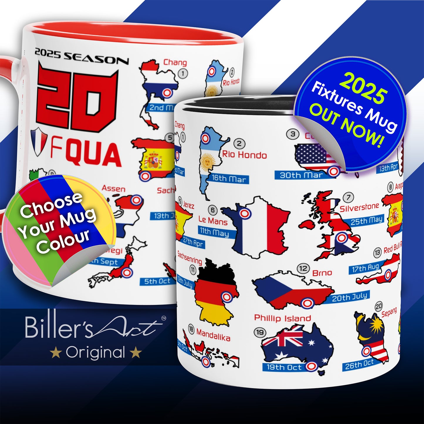 Fabio Quartararo MotoGP 2025 Season Fixtures Racing Calendar Mug