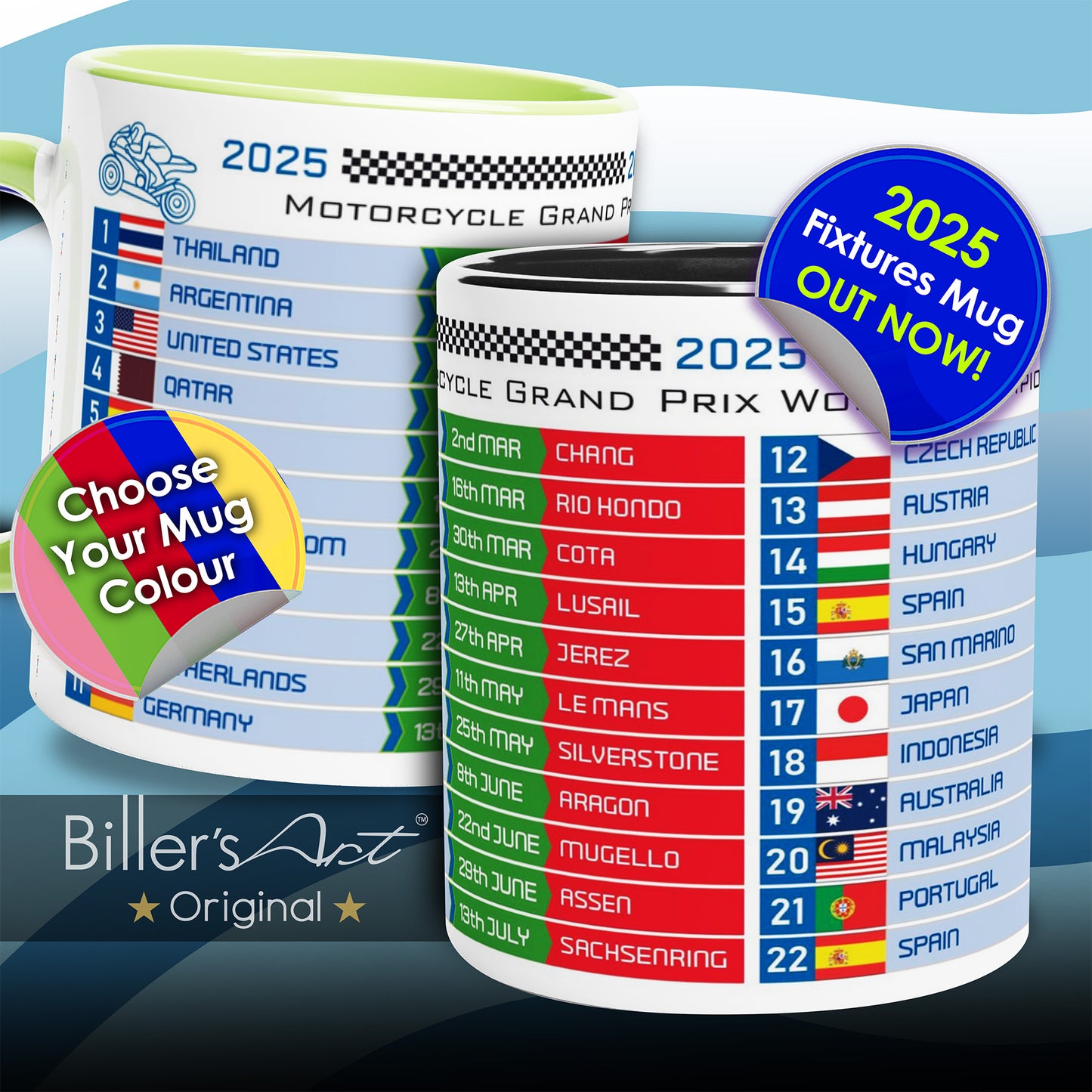 2025 MotoGP Race Calendar Fixtures Mug