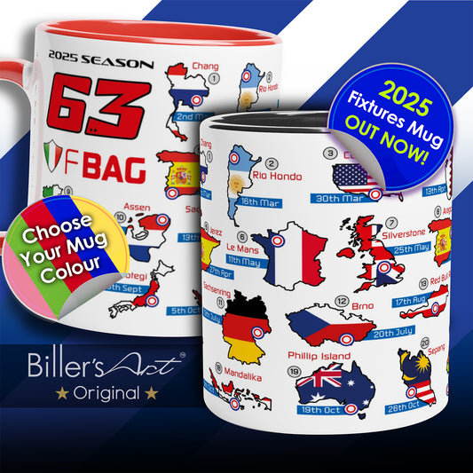 Pecco Bagnaia MotoGP 2025 Season Fixtures Racing Calendar Mug