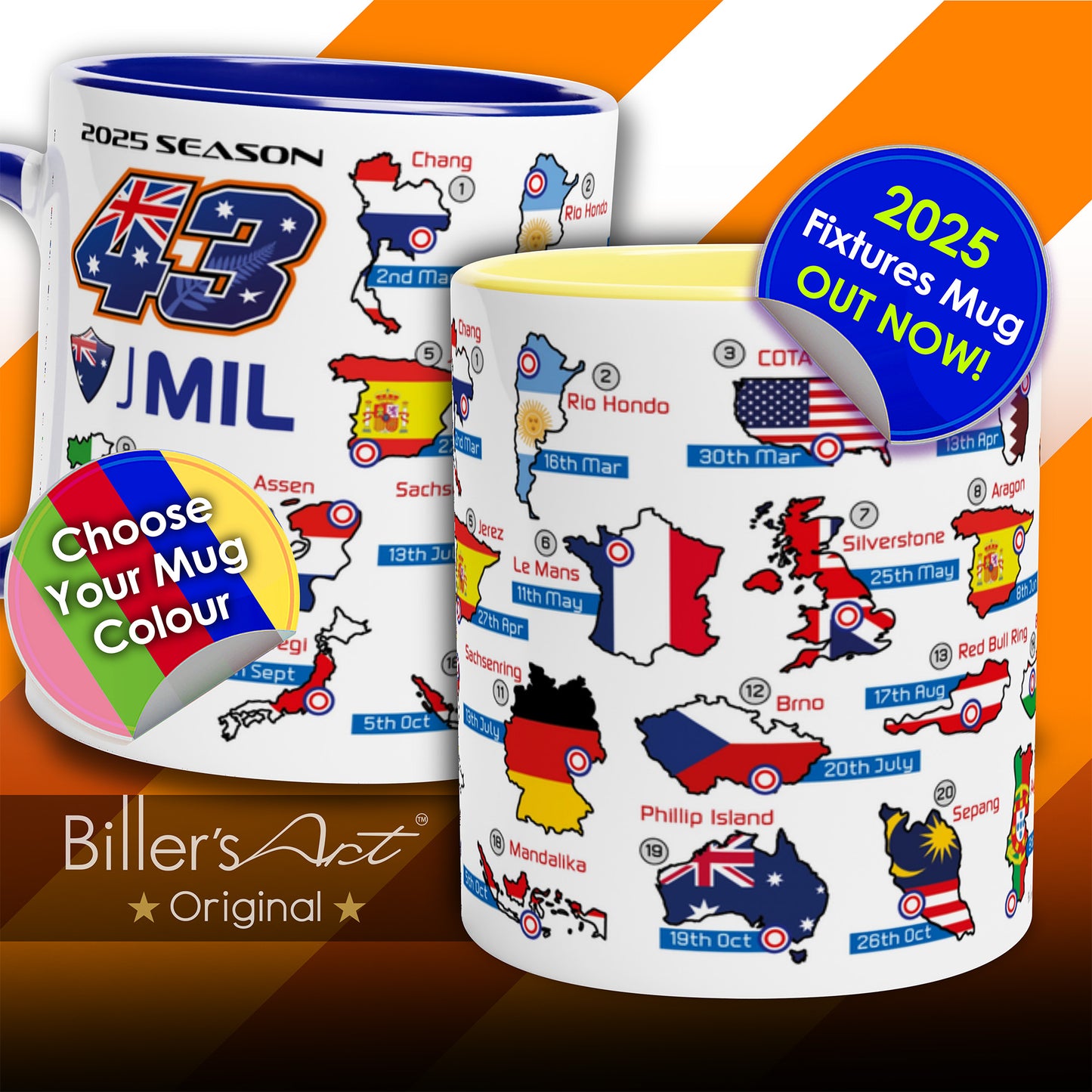 Jack Miller MotoGP 2025 Season Fixtures Racing Calendar Mug