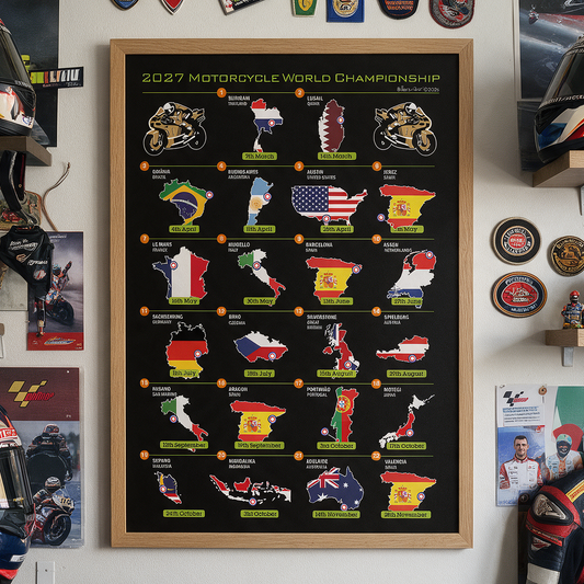 MotoGP 2027 Country Flag Fixtures Portrait Print