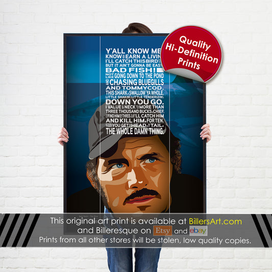 Jaws Movie Print - Sam Quint Quote