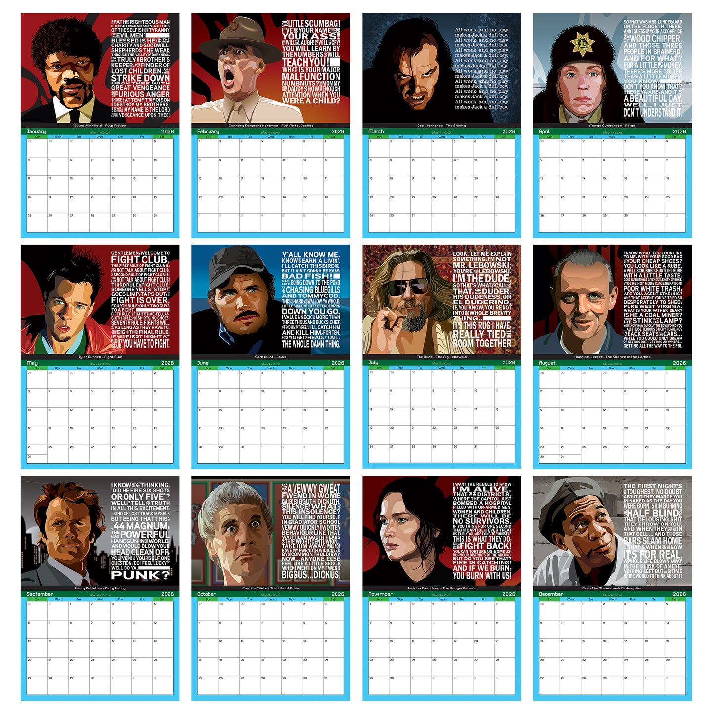 Movie Quotes 2026 Calendar - Film and Movie Calendar