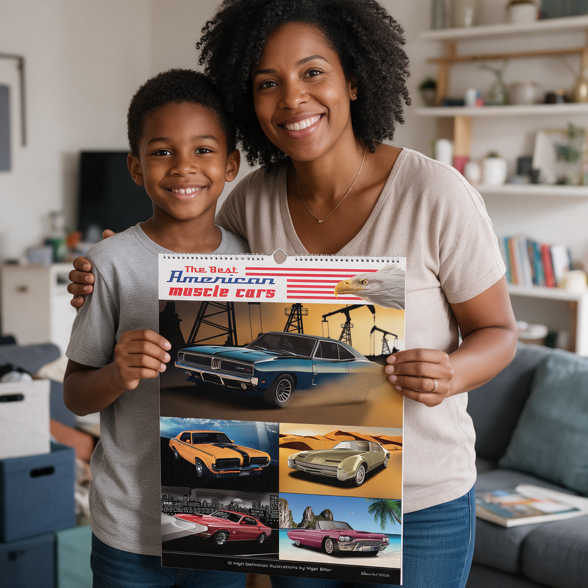 2027 US Muscle Car Quality Calendar on Scenic Backgrounds