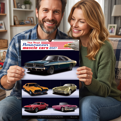 2027 US Muscle Car calendar on Studio Backgrounds EU