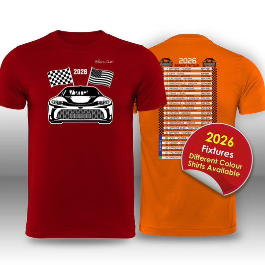 Stock Car Racing T-Shirt - with 2026 Fixtures