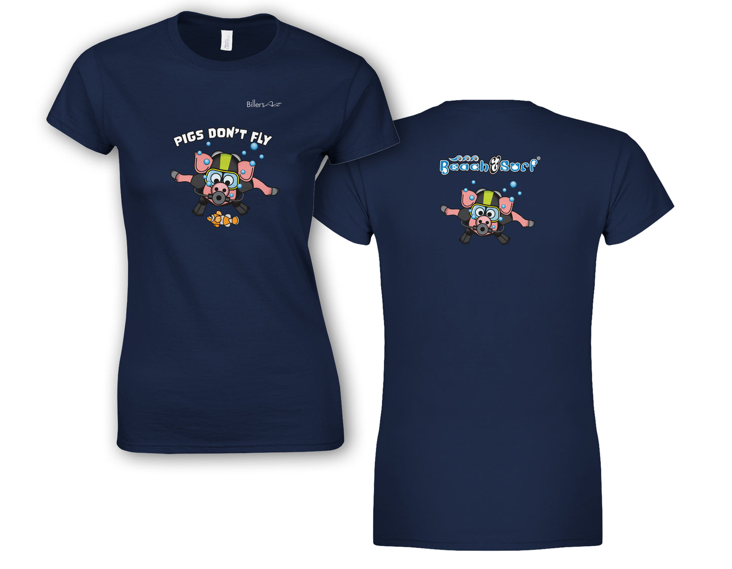 Pigs Don't Fly - Scuba Diving - Beach & Sure Leisure Wear Womens' Slim Fit T-Shirt