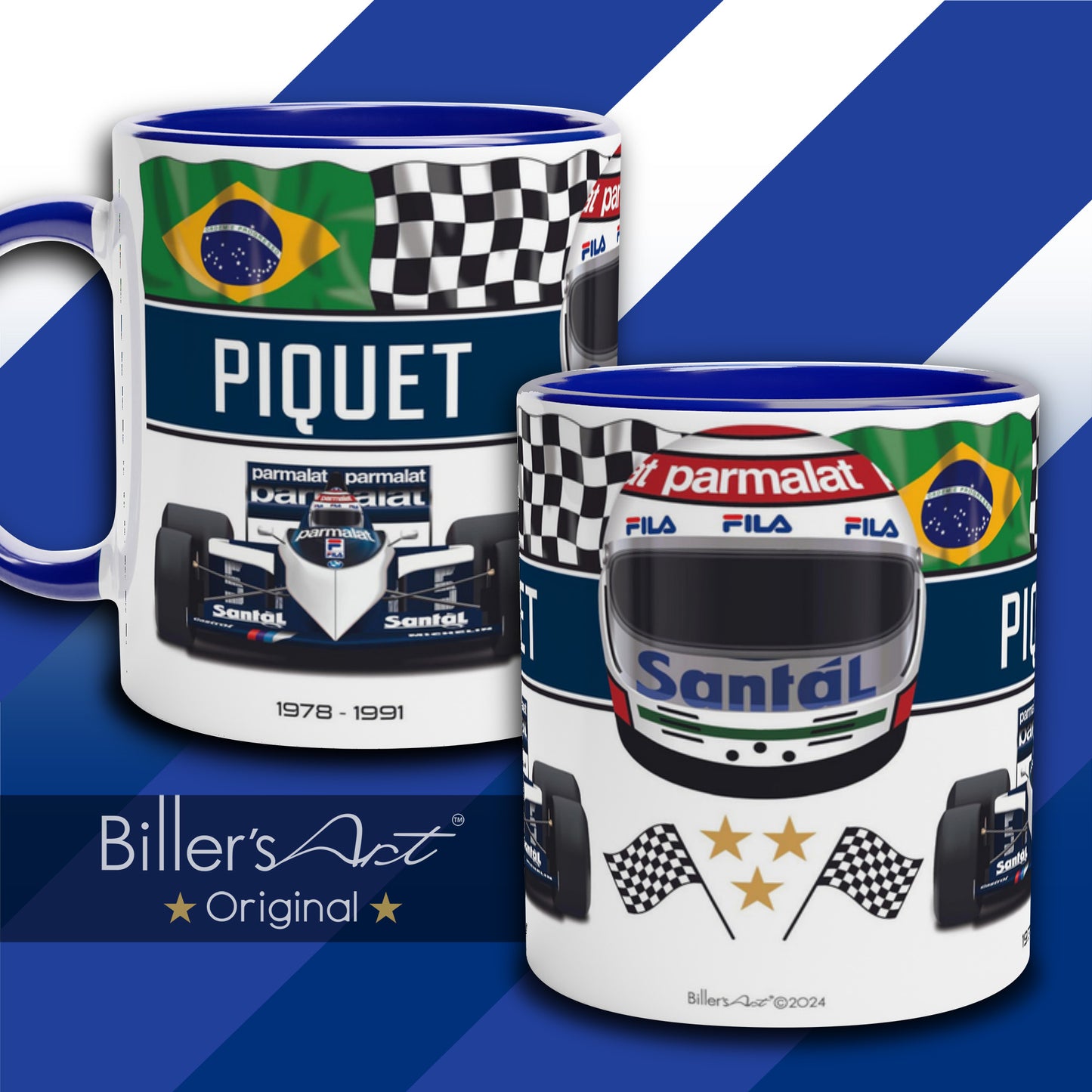 Classic World Champion Nelson Piquet's Car & Helmet Formula 1 Mug