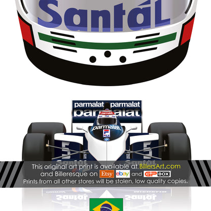 Nelson Piquet F1 Brabham 1983 Formula 1 Helmet Print