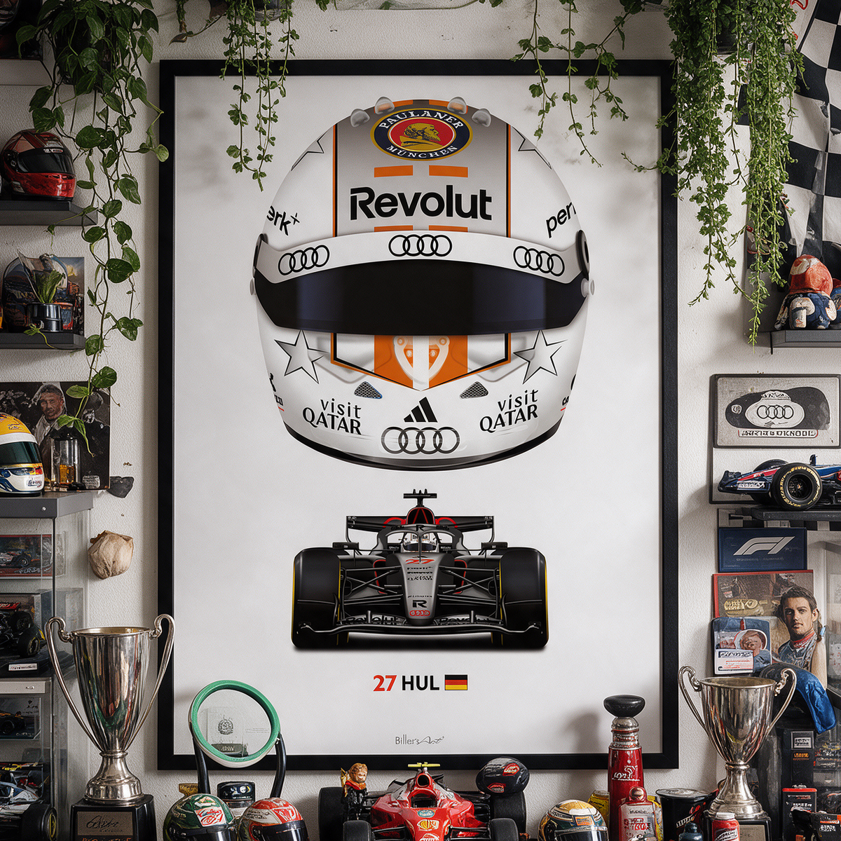 Nico Hülkenberg Formula 1 Racing Helmet 2026 Audi Print