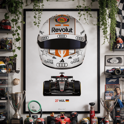 Nico Hülkenberg Formula 1 Racing Helmet 2026 Audi Print