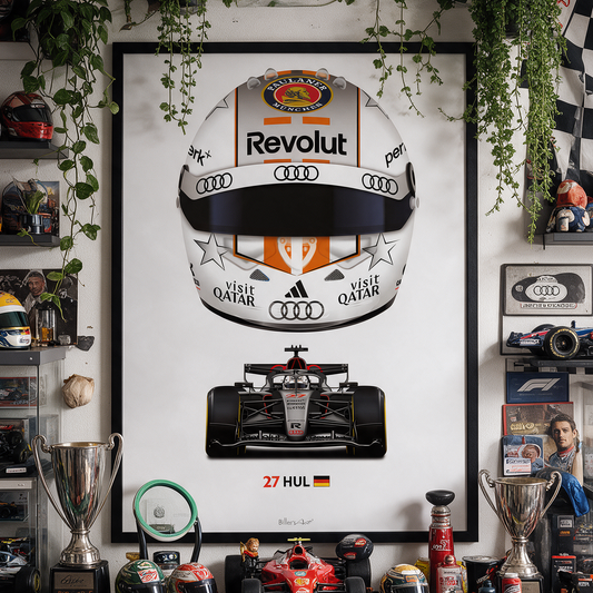 Nico Hülkenberg Formula 1 Racing Helmet 2026 Audi Print