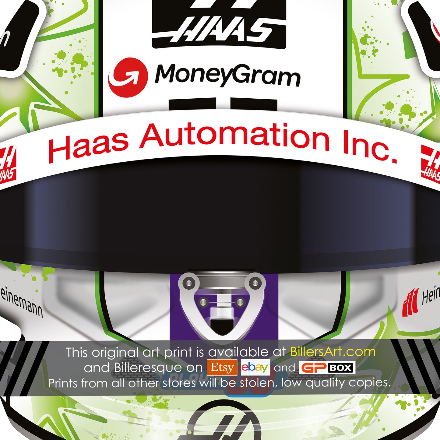 Nico Hulkenberg Formula 1 Racing Helmet 2024 Haas Print