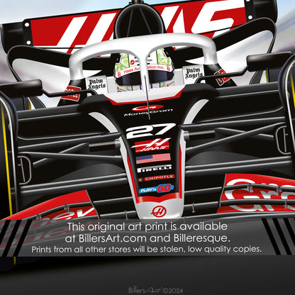 Nico Hulkenberg Formula 1 Haas 2024 Racing Car Print