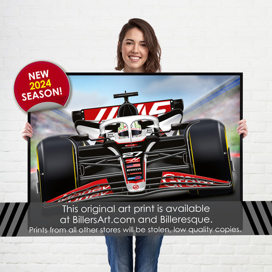 Nico Hulkenberg Formula 1 Haas 2024 Racing Car Print