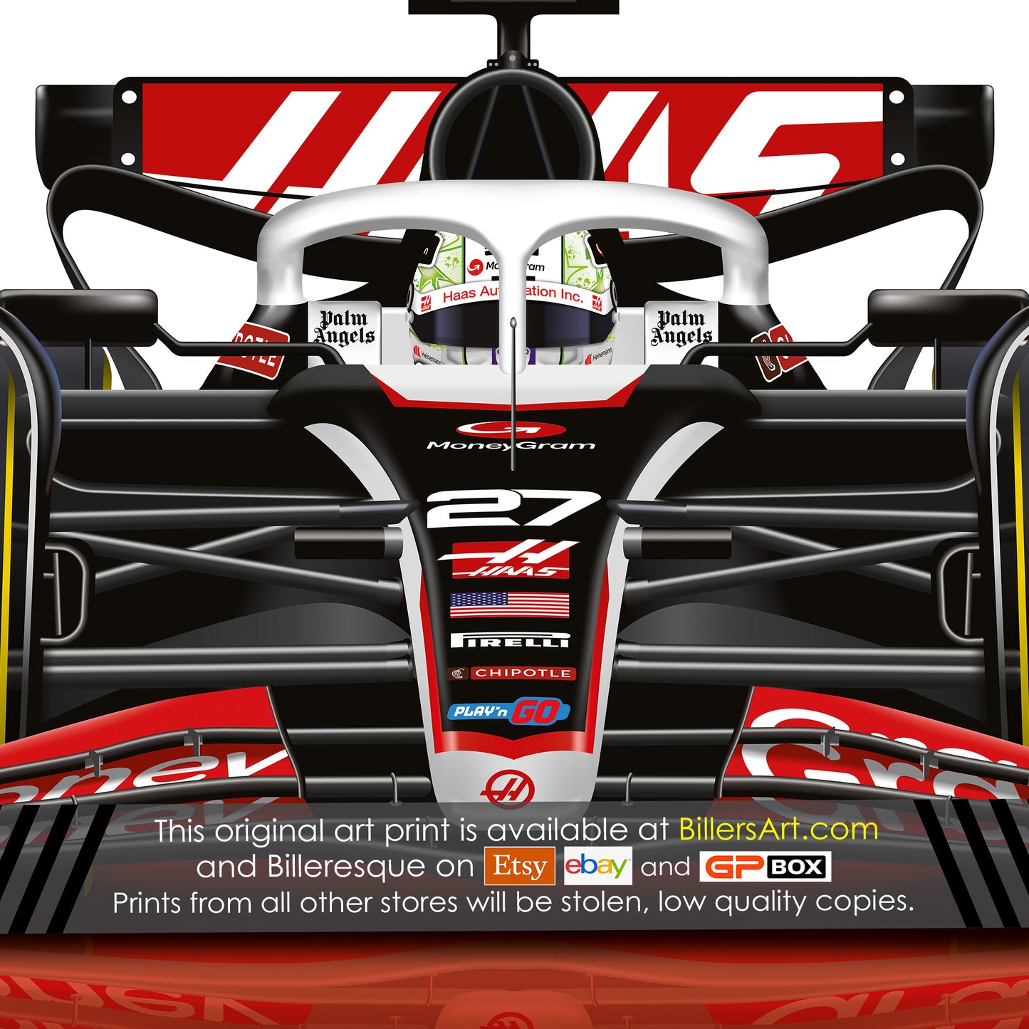 Nico Hulkenberg Formula 1 Haas 2024 Racing Car Print