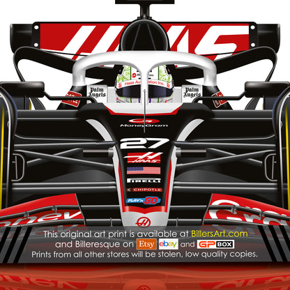 Nico Hulkenberg Formula 1 Haas 2024 Racing Car Print