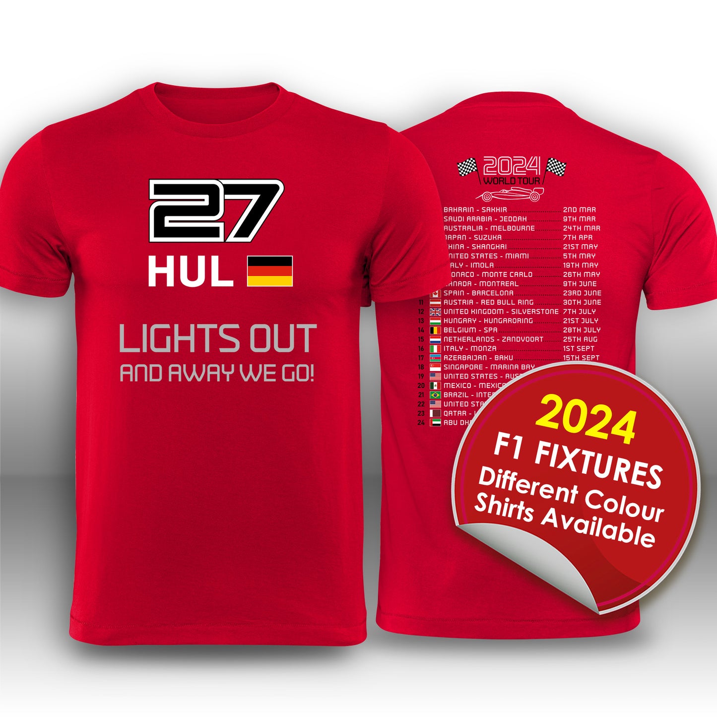 Nico Hulkenberg Formula 1 2024 Race Calendar T-Shirt