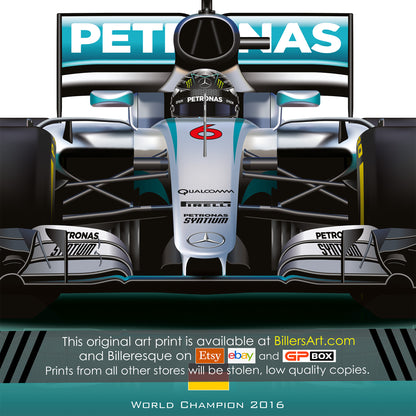 Nico Rosberg Mercedes 2016 Formula 1 Racing Car Print
