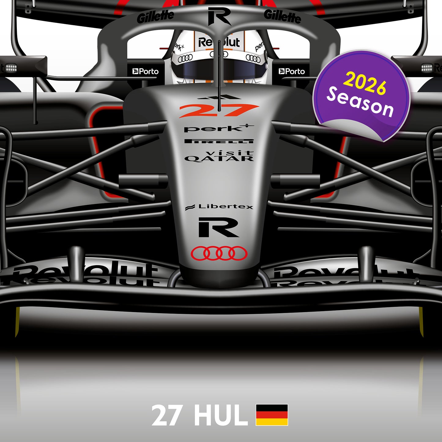 Nico Hülkenberg Formula 1 Audi 2026 Racing Car Print