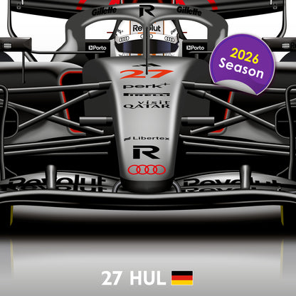 Nico Hülkenberg Formula 1 Audi 2026 Racing Car Print
