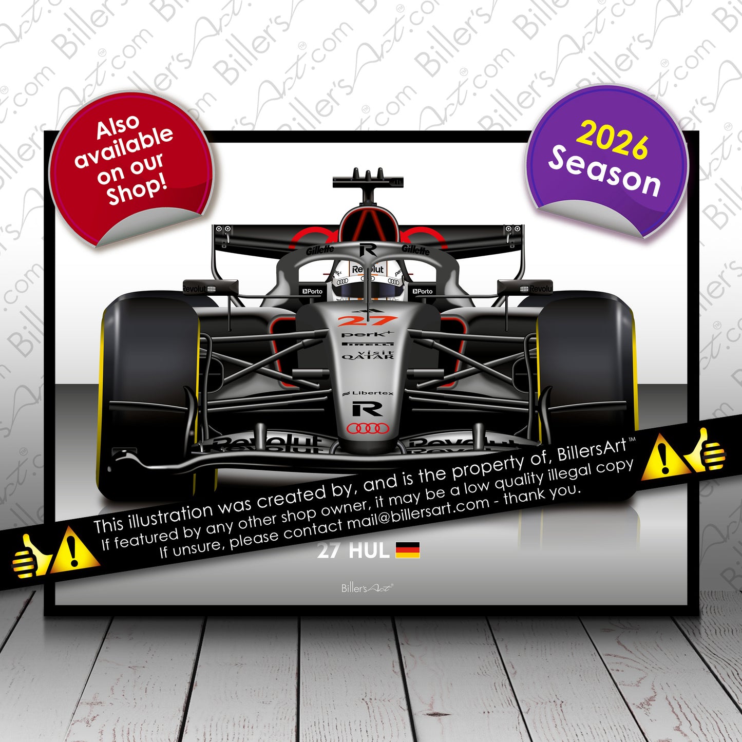 Nico Hülkenberg Formula 1 Racing Helmet 2026 Audi Print