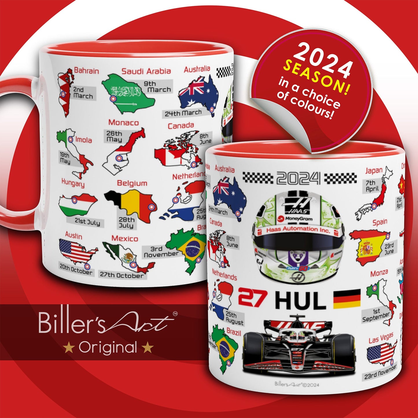 Nico Hulkenberg 2024 Formula 1 Season Fixtures Racing Calendar Mug