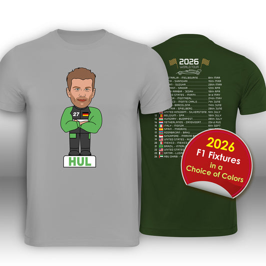 Nico Hulkenberg 2026 Cartoon Calendar Formula 1 F1 T-Shirt