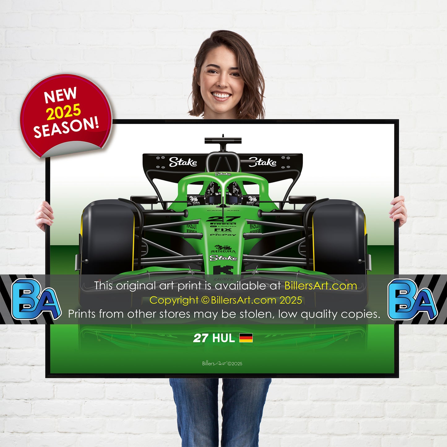 Nico Hulkenberg Formula 1 Kick Sauber 2025 Racing Car Print
