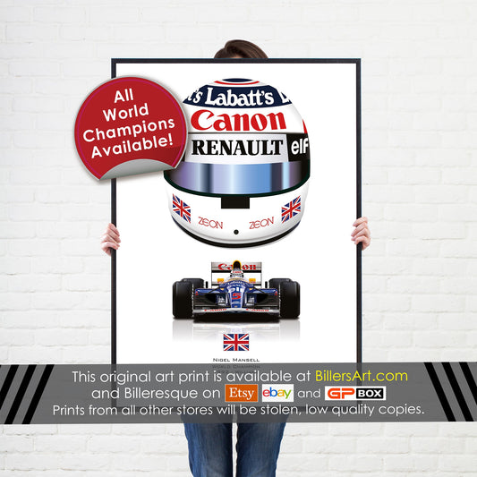 Nigel Mansell F1 Williams 1992 Formula 1 Helmet Print