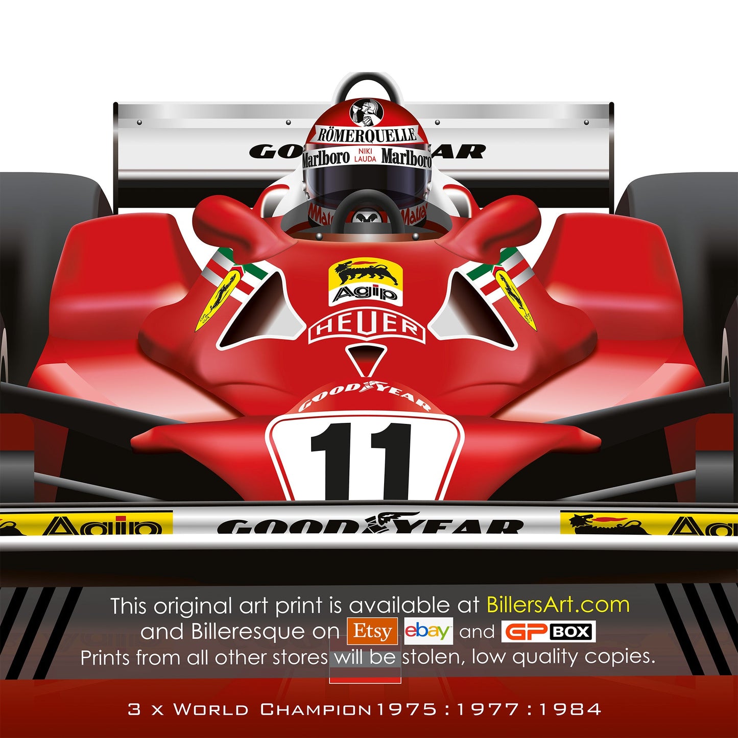 Niki Lauda Ferrari 1977 Formula 1 Racing Car Print