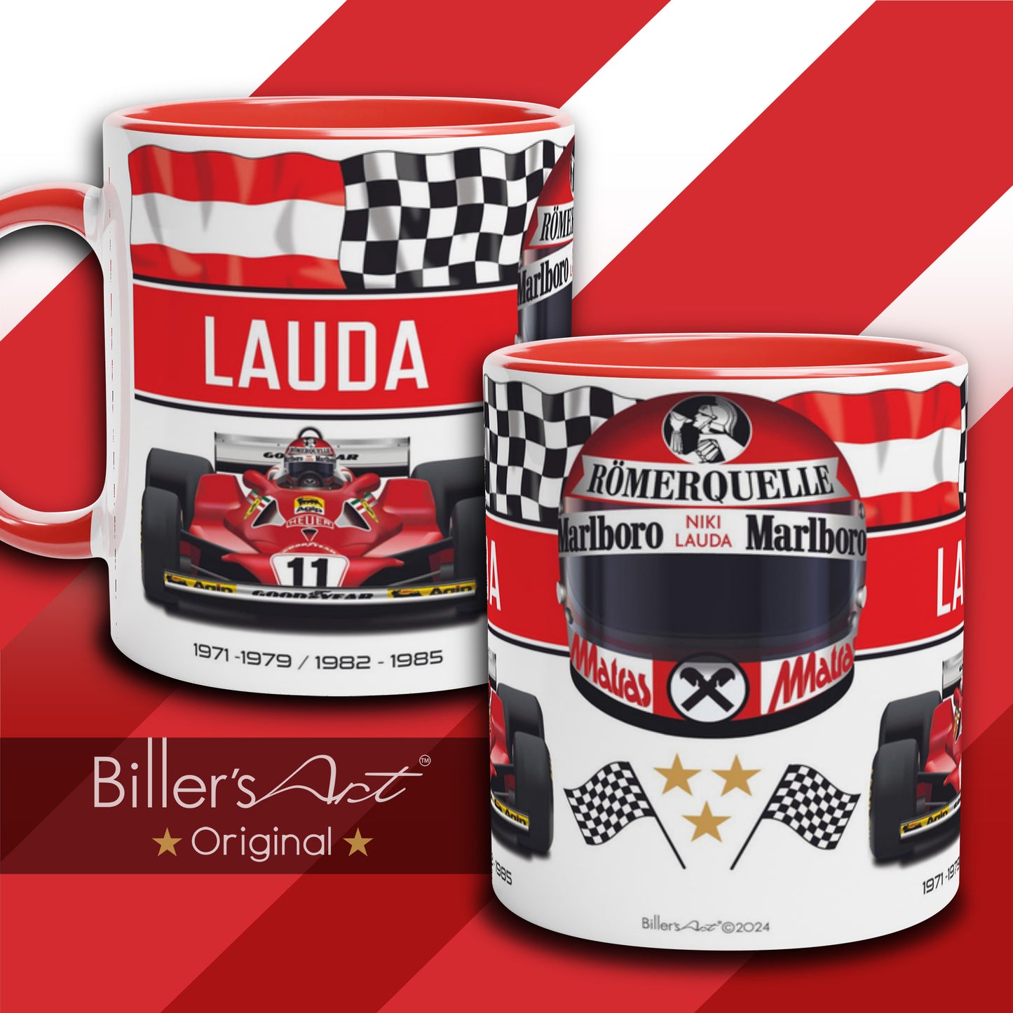 Classic World Champion Niki Lauda's Car & Helmet Formula 1 Mug