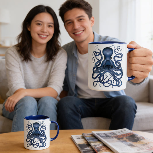 Fantastic Artistic Image of an Octopus on a Mug
