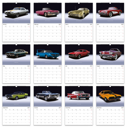 US Muscle Car High Quality Wall calendar 2027 on Studio Backgrounds