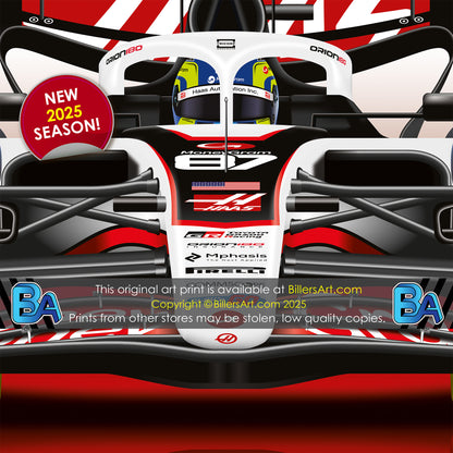 Oliver Bearman Formula 1 Haas 2025 Racing Car Print