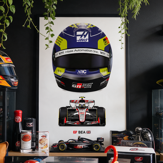 Oliver Bearman Formula 1 Racing Helmet 2026 Haas Print