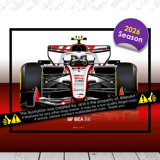 Oliver Bearman Formula 1 Haas 2026 Racing Car Print