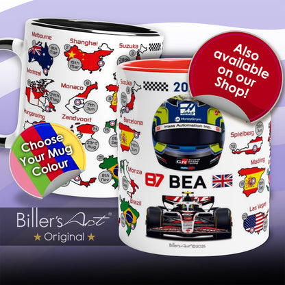 Oliver Bearman Formula 1 Racing Helmet 2026 Haas Print