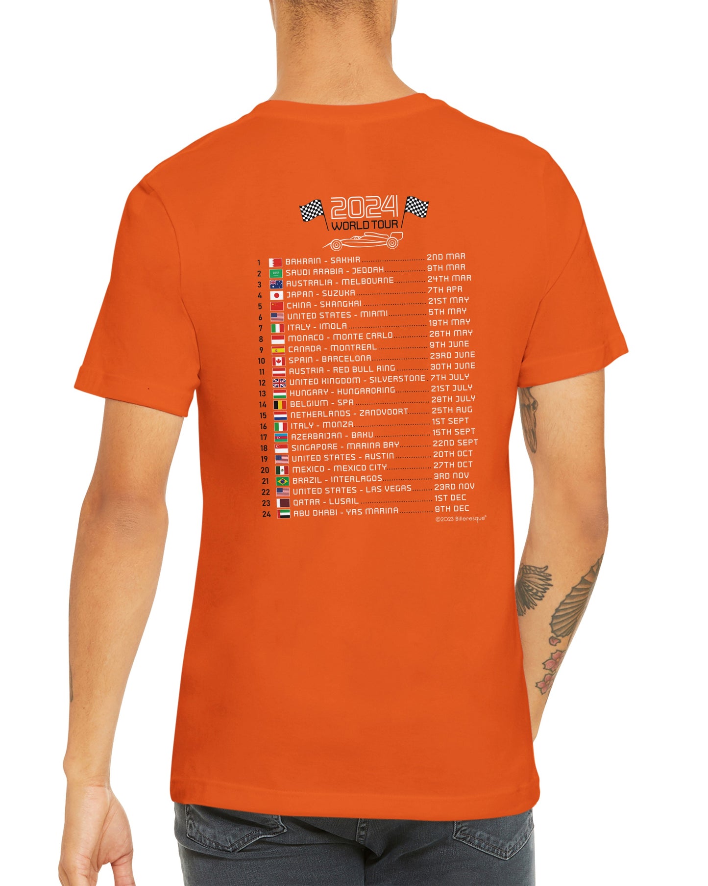 Lando Norris 2024 Race Calendar Formula 1 F1 T-Shirt Plain