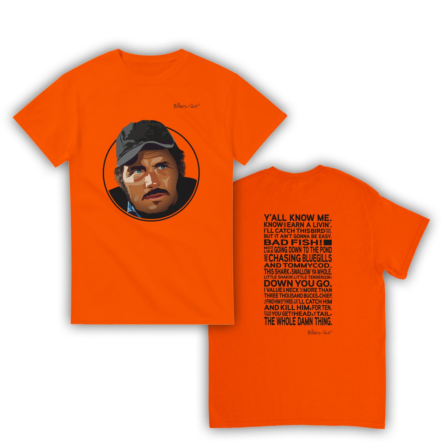 Jaws Movie T Shirt - Sam Quint Quote - T Shirt Film Illustration