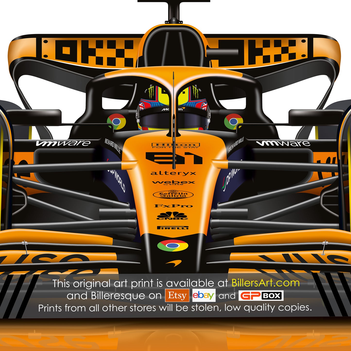 Oscar Piastri Formula 1 McLaren 2024 Racing Car Print