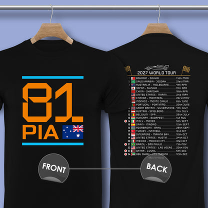 2027 Formula 1 Oscar Piastri Race Calendar T-Shirt