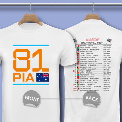 2027 Formula 1 Oscar Piastri Race Calendar T-Shirt