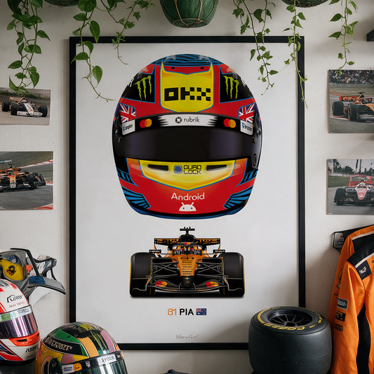Oscar Piastri Formula 1 Racing Helmet 2026 McLaren Print