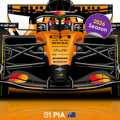 Oscar Piastri Formula 1 McLaren 2026 Racing Car Print