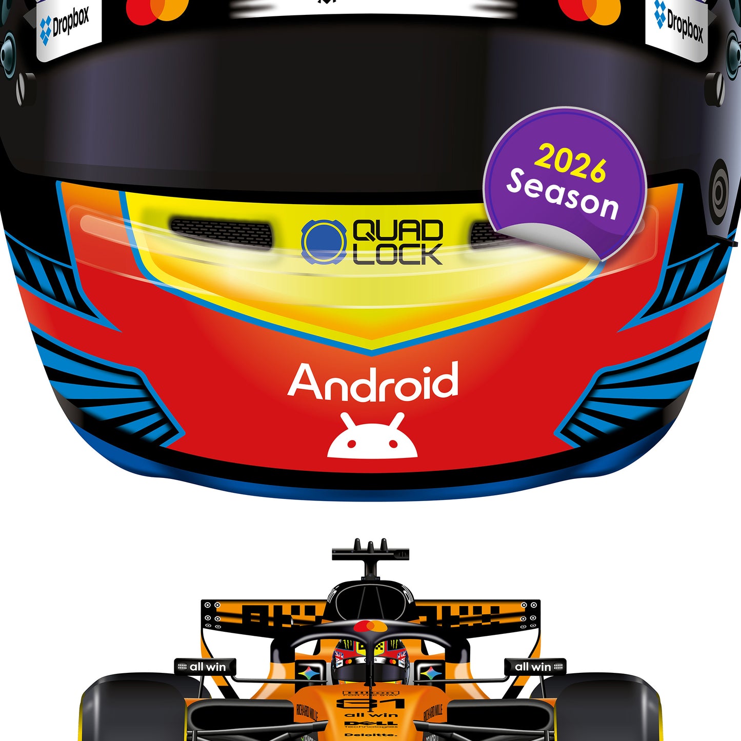 Oscar Piastri Formula 1 Racing Helmet 2026 McLaren Print