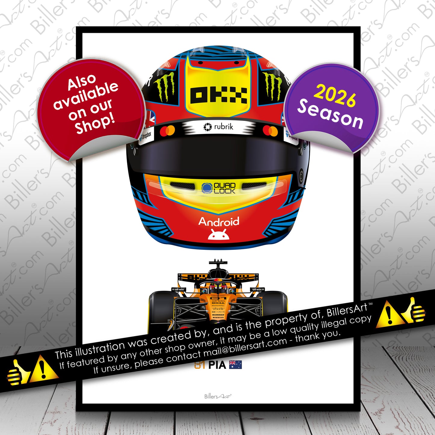 Oscar Piastri Formula 1 McLaren 2026 Racing Car Print