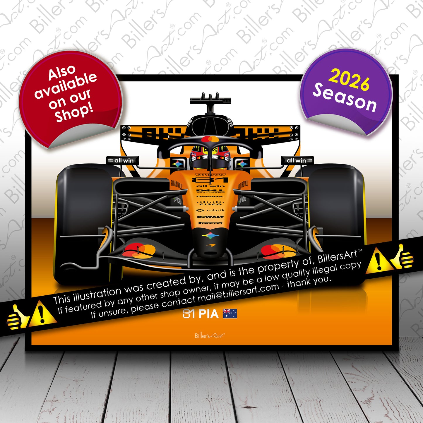 Oscar Piastri Formula 1 Racing Helmet 2026 McLaren Print